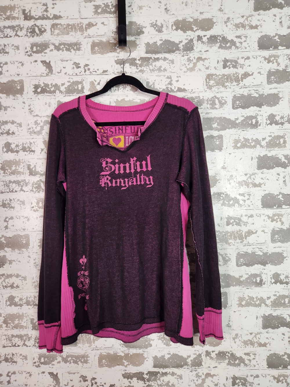 Y2K Cyber Grunge Aesthetic Reversible Thermal Knit Graphic Top